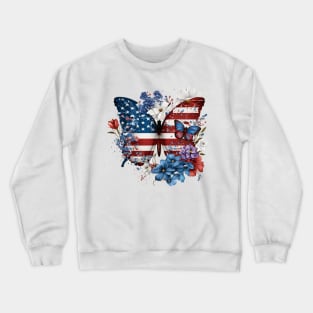 4th of July Floral Butterfly independence day Crewneck Sweatshirt